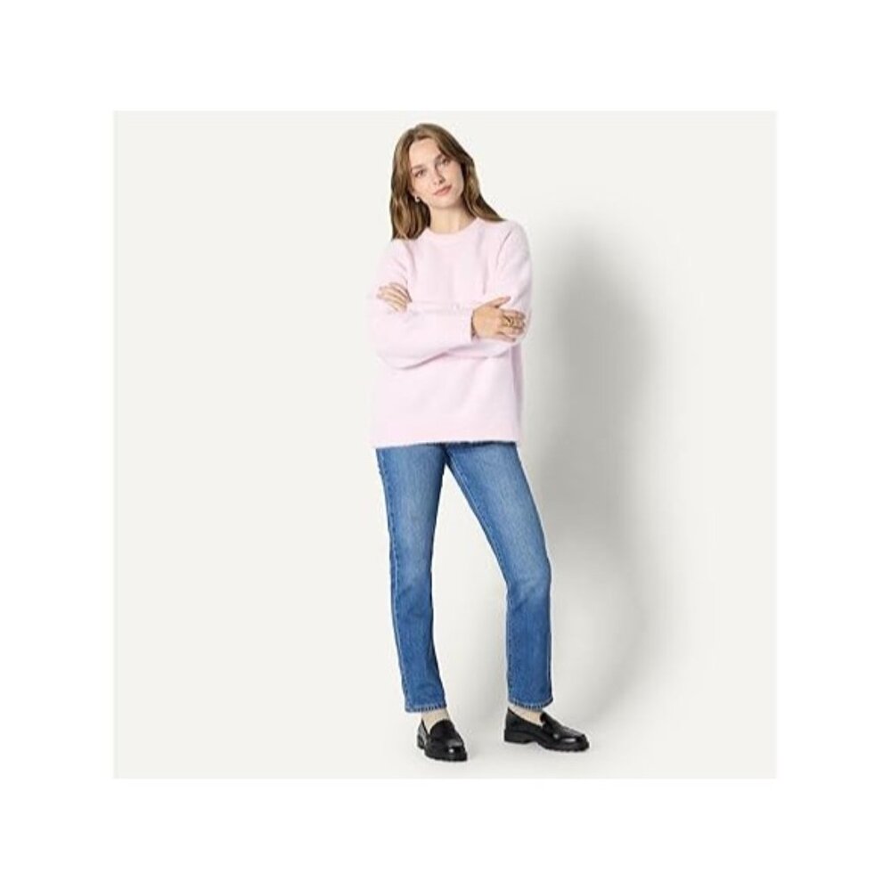 Women's Oversized Pink Faux Mohair Crewneck Sweater XL - NEW - Picture 5 of 6